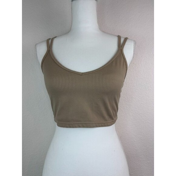 For love and lemons women's large tan ribbed cropped tank bralette loungewear - Picture 1 of 4